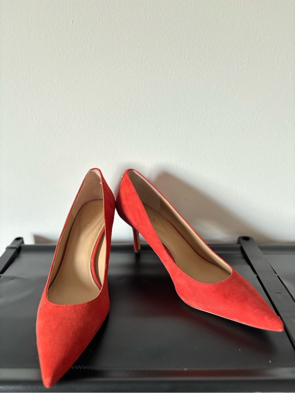 Lauren Ralph Lauren Red Suede Pointed-Toe Stiletto Pumps